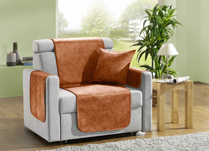 Sessel- & Sofaüberwürfe - Wohnaccessoires mit Anti-Rutsch-Beschichtung, in Größe 101 (Sesselschoner, 50x150 cm) bis 905 (2 Kissenbezüge, 40x40 cm), in Farbe BEIGE Ansicht 7