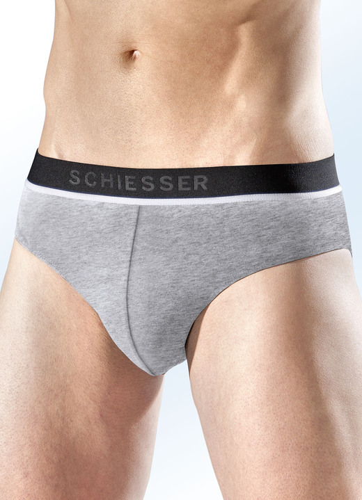 Slips & Unterhosen - Schiesser Dreierpack Slips aus Feinjersey, in Größe 004 bis 008, in Farbe 2X SCHWARZ, 1X GRAU MELIERT Ansicht 5