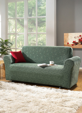 Sessel- & Sofaüberwürfe - Stretchbezüge mit optimaler Passform – Farbe GRAU – Ansicht  Sessel- & Sofaüberwürfe - Stretchbezüge mit optimaler Passform, in Größe 101 (Sesselbezug) bis 112 (Clubsessel-Bezug), in Farbe CREME – Farbe GRAU – Ansicht