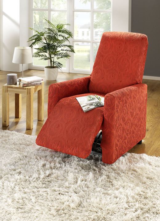 Sessel- & Sofaüberwürfe - Stretchbezüge mit optimaler Passform, in Größe 101 (Sesselbezug) bis 112 (Clubsessel-Bezug), in Farbe CAMEL Ansicht 11