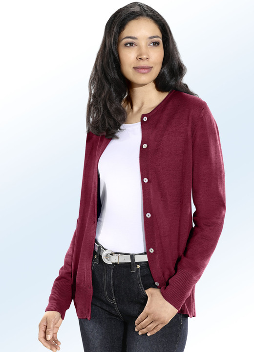 Strickjacken - Strickjacke mit Schurwolle Ansicht 3 Strickjacken - Strickjacke mit Schurwolle, in Größe 036 bis 052, in Farbe JEANSBLAU Ansicht 3
