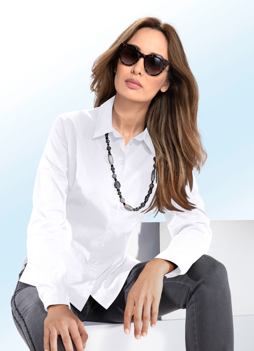 Langarm - Bluse mit Hemdkragen, in Größe 036 bis 052, in Farbe SCHWARZ Ansicht 2