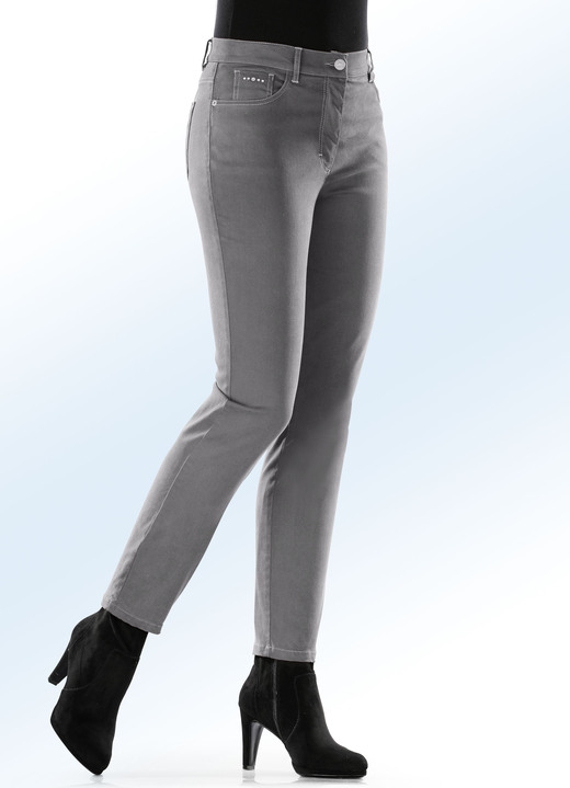 - Hose in 5-Pocket-Form mit softem Griff, in Größe 018 bis 054, in Farbe MITTELGRAU Ansicht 1