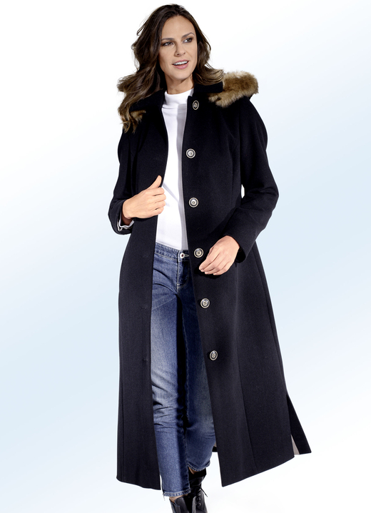 - Mantel mit abnehmbarer Kapuze, in Größe 020 bis 058, in Farbe SCHWARZ Ansicht 2