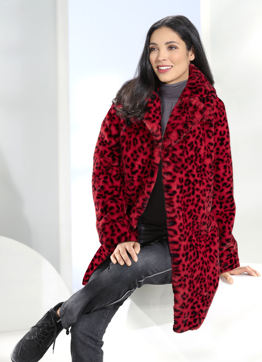 - Jacke mit Raubtierfell-Dessin, in Größe 036 bis 052, in Farbe ROT