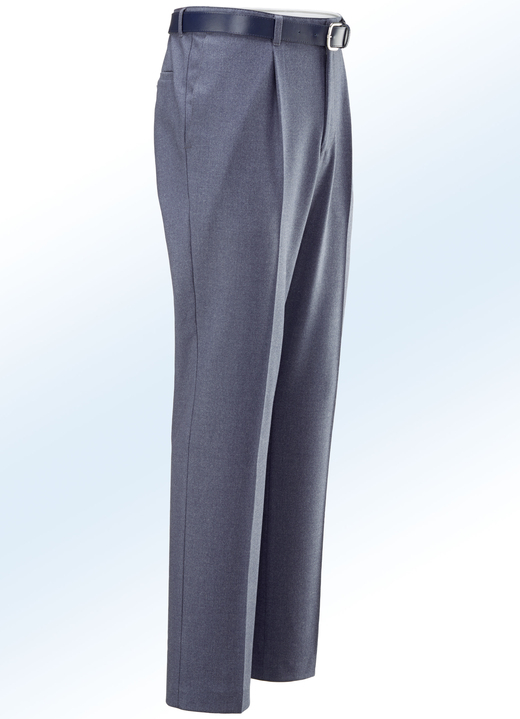 Hosen - Melierte Hose in 4 Farben mit Bundfalten, in Größe 024 bis 062, in Farbe RAUCHBLAU Ansicht 2