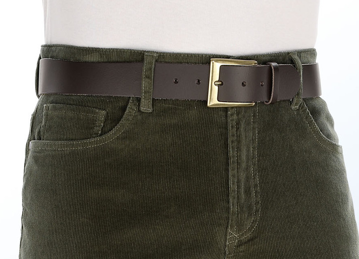 Gürtel - Eleganter Herren-Gürtel, 4 cm breit, in Größe 090 bis 130, in Farbe DUNKELBRAUN Ansicht 3