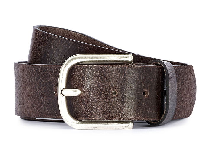 Accessoires - Klassischer Herren-Gürtel aus Leder, 4 cm breit, in Größe 090 bis 120, in Farbe DUNKELBRAUN Ansicht 1