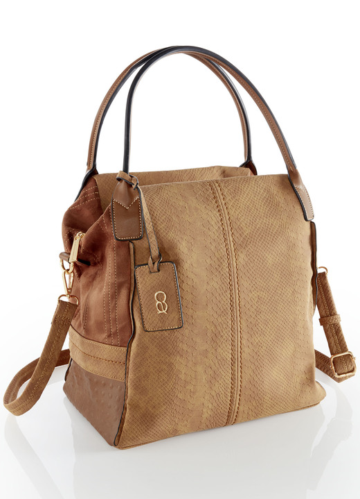 - Collezione Alessandro Tasche aus teilweise reptilgeprägtem Veloursmaterial, in Farbe COGNAC Ansicht 1
