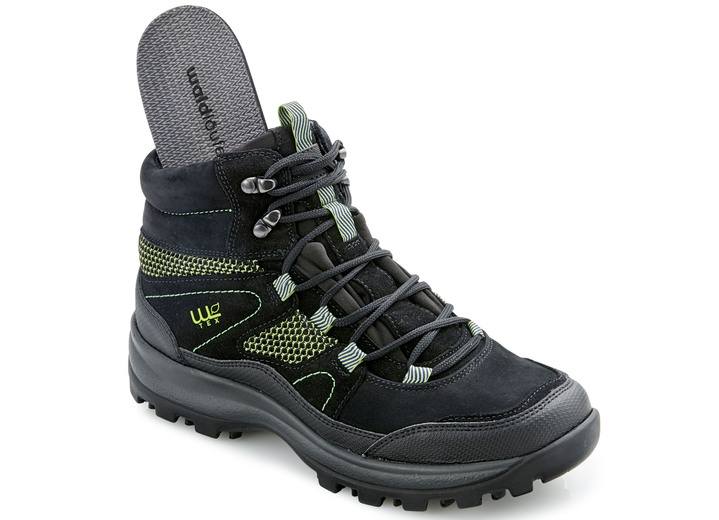 - Waldläufer Schnür-Stiefelette mit Klimamembrane, in Größe 4 1/2 bis 9, in Farbe SCHWARZ-GRÜN Ansicht 2