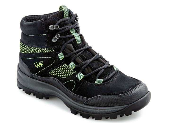 - Waldläufer Schnür-Stiefelette mit Klimamembrane, in Größe 4 1/2 bis 9, in Farbe SCHWARZ-GRÜN Ansicht 1