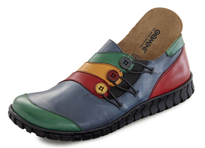 Slipper & Schnürschuhe - Gemini Slipper mit Zierknöpfen, in Größe 036 bis 042, in Farbe JEANS-BUNT Ansicht 2