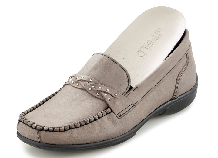 Slipper & Schnürschuhe - ELENA EDEN, bequeme Damen-Slipper, Weite H, mit herausnehmbarem Fußbett Ansicht 2 Slipper & Schnürschuhe - ELENA EDEN, bequeme Damen-Slipper, Weite H, mit herausnehmbarem Fußbett, in Größe 036 bis 042, in Farbe TAUPE Ansicht 2