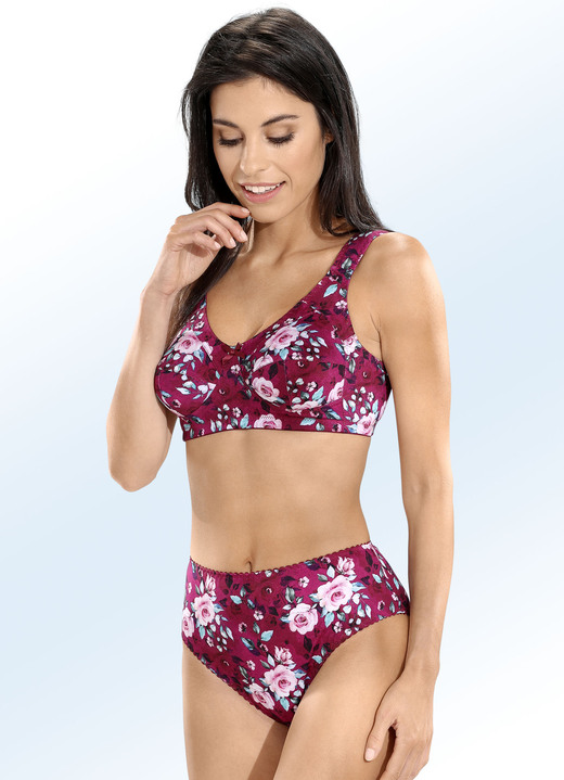 Slips - Zweierpack Slips mit farbharmonischem Floraldessin, in Größe 038 bis 054, in Farbe BURGUND Ansicht 2