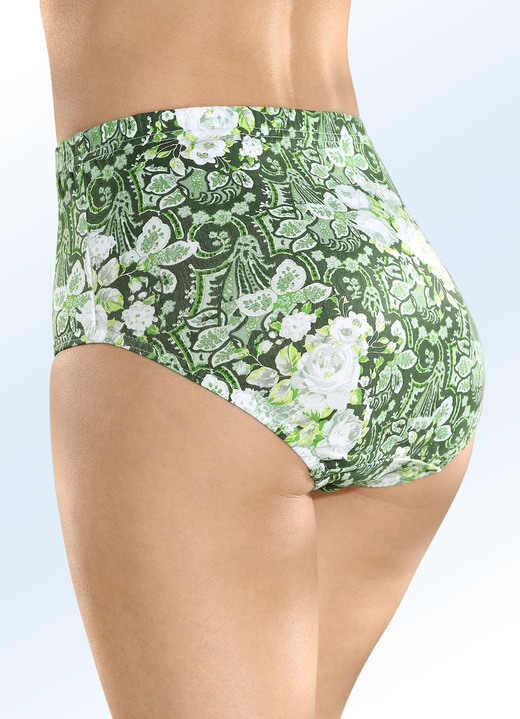Slips - Fünferpack Slips mit Gummizug am Bund, in Größe 038 bis 056, in Farbe WEISS-GRÜN Ansicht 2