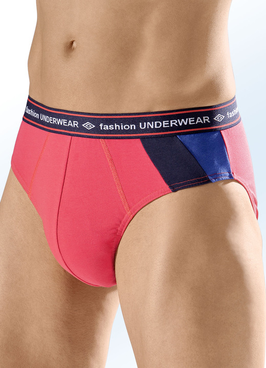 - Fünferpack Slips mit farbigen Einsätzen, in Größe 004 bis 010, in Farbe 2X ROT-MARINE-ROYALBLAU,3X MARINE-ROT-ROYALBLAU