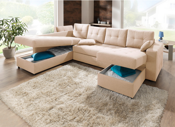 Polsterecken - Polstermöbel mit Bettfunktion, in Farbe BEIGE, in Ausführung Polsterecke Ansicht 32