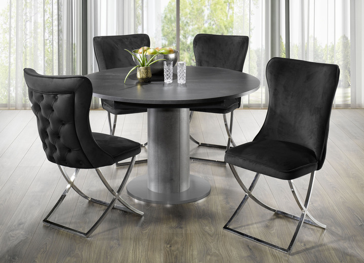 Esstische - Esstisch mit Auszug, in Farbe WEISS-SCHWARZ Ansicht 6