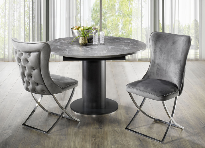 Esstische - Esstisch mit Auszug, in Farbe WEISS-SCHWARZ Ansicht 4