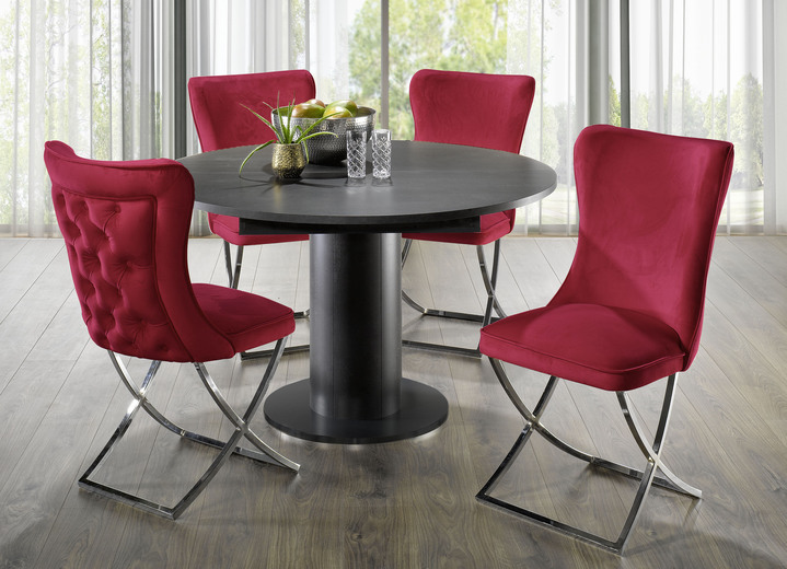 Esstische - Esstisch mit Auszug, in Farbe WEISS-SCHWARZ Ansicht 8