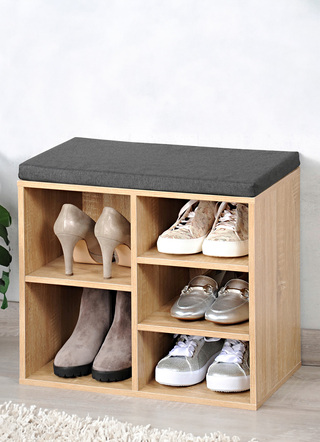 Kleinmöbel - Schuhbank mit Sitzkissen, in Farbe BLAU