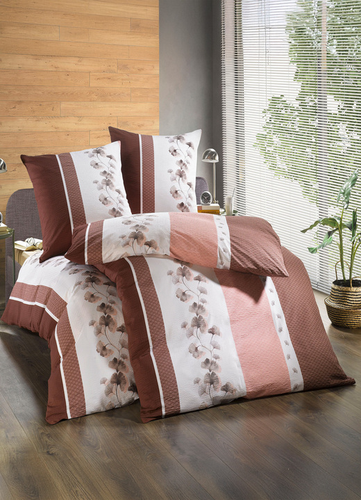 Bettwäschegarnituren - Bettwäsche-Garnitur mit Reißverschluss, in Größe 112 (80/80 cm + 135/200 cm) bis 115 (80/80 cm + 155/220 cm), in Farbe BORDEAUX-ALTROSÉ Ansicht 2