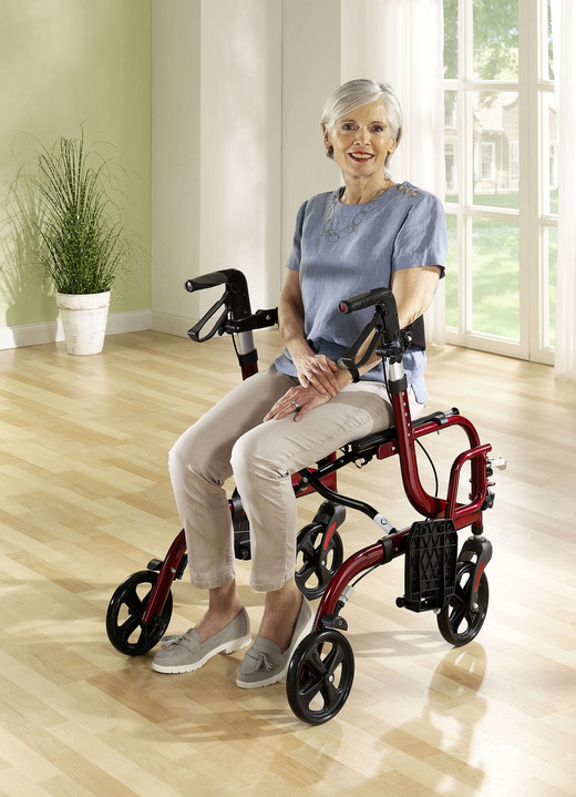 Mobilität - Rollator, auch als Rollstuhl nutzbar Ansicht 3 Mobilität - Rollator, auch als Rollstuhl nutzbar, in Farbe ROT Ansicht 3