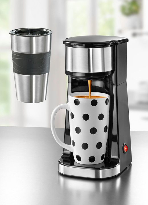 Kaffeemaschinen - Kaffeemaschine Inkl. Thermo- und Keramikbecher Ansicht 2 Kaffeemaschinen - Kaffeemaschine Inkl. Thermo- und Keramikbecher, in Farbe ROT Ansicht 2