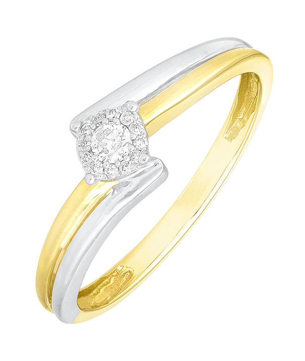 Ringe - Damenring in Bicolor mit 13 Brillanten Ansicht 2 Ringe - Damenring in Bicolor mit 13 Brillanten, in Größe 160 bis 220, in Farbe  Ansicht 2