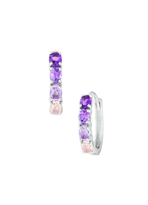 - Creolen mit echt Amethyst und echt Rosenquarz, in Farbe  Ansicht 2