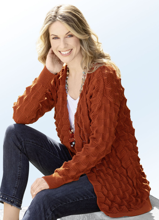 - Strickjacke mit toller Struktur, in Größe L(44/46) bis XS(32/34), in Farbe TERRA Ansicht 1