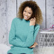 Langarm - Pullover in kuscheliger Qualität, in Größe 036 bis 052, in Farbe HELLBLAU MELIERT – Farbe JADEGRÜN MELIERT – Ansicht 1