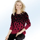Langarm - Pullover in Jacquard-Dessin – Farbe ROT-SCHWARZ Langarm - Pullover in Jacquard-Dessin, in Größe 036 bis 052, in Farbe AZURBLAU-SCHWARZ