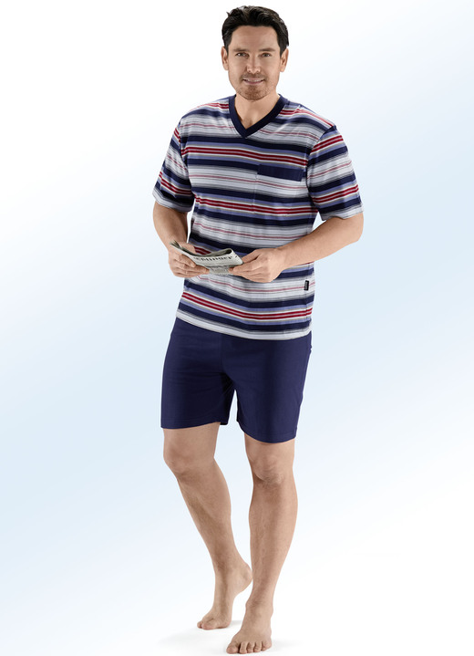 - Zweierpack Shortys mit V-Ausschnitt und Brusttasche, in Größe 046 bis 062, in Farbe 1x ANTHRAZIT-BUNT, 1X MARINE-BUNT Ansicht 2