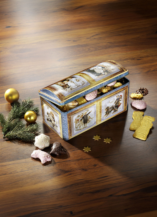 Weihnachtsleckereien - Metall-Truhe mit Weihnachtsgebäck, in Farbe BUNT