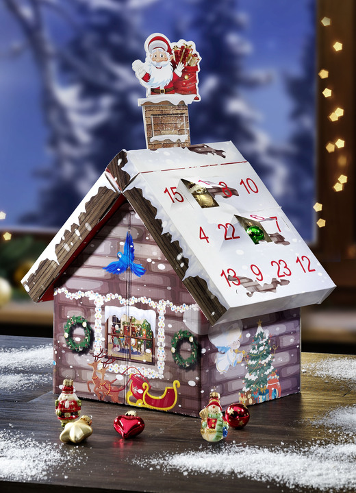Adventskalender - Adventskalender mit Weihnachtsbaumdekoration , in Farbe BRAUN-WEISS