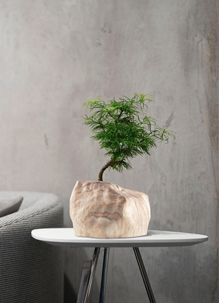 Wohnaccessoires - Pflanzenübertopf von Botanyia in edler Naturstein-Optik, in Farbe SAND – Farbe SAND – Ansicht 