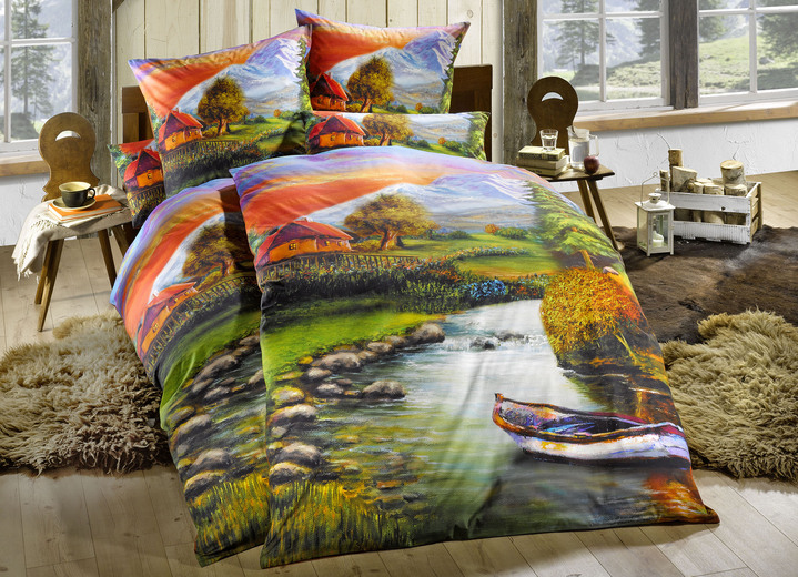 - Bettwäsche-Garnitur mit atemberaubenden Landschaftsmotiv, in Größe 111 (40/80 cm + 135/200 cm) bis 115 (80/80 cm + 155/220 cm), in Farbe MULTICOLOR Ansicht 1