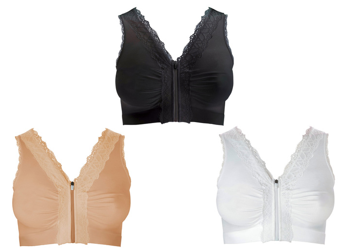 Soft-BH - Toller Wohlfühl-BH im 3er-Set von HSP, in Größe 3XL (52/54) bis XXL (48/50), in Farbe WEISS-HAUT-SCHWARZ Ansicht 3