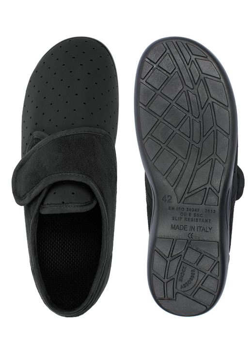 Slipper & Schnürschuhe - Aerosoft® Flex Stretch-Klettslipper von Jürgen Hirsch® Ansicht 4 Slipper & Schnürschuhe - Aerosoft® Flex Stretch-Klettslipper von Jürgen Hirsch®, in Größe 036 bis 046, in Farbe SCHWARZ Ansicht 4