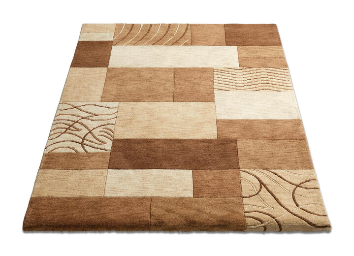 Modern - Handgearbeitete Teppiche aus 100% Schurwolle, in Größe 103 (Brücke, 60x 90 cm) bis 299 (Teppich, 300x400 cm), in Farbe BRAUN Ansicht 1