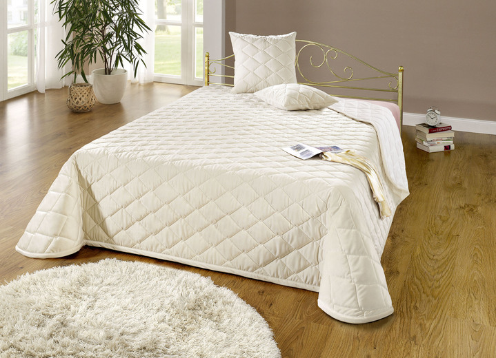 - Tagesdecken und Kissenbezüge in edler Samt-Optik, in Größe 873 (für Einzelbett, 135x210 cm) bis 924 (2 Kissenbezüge, 50x 50 cm), in Farbe CREME Ansicht 2
