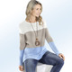 Langarm - Pullover in Color-Blocking – Farbe CREME-SAND-BLEU Langarm - Pullover in Color-Blocking, in Größe 036 bis 052, in Farbe ECRU-HELLBLAU-TÜRKIS