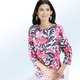 3/4-Arm - Shirt mit floralem Alloverdruck, in Größe 038 bis 054, in Farbe BLAU-MULTICOLOR