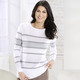 Langarm - Pullover in Feinstrick – Farbe WEISS-GRAU Langarm - Pullover in Feinstrick, in Größe 038 bis 052, in Farbe WEISS-GRAU