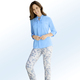 Hosen - Hose mit floraler Dessinierung – Farbe BLEU-ECRU – Ansicht 2 Hosen - Hose mit floraler Dessinierung, in Größe 018 bis 052, in Farbe BLEU-ECRU – Farbe BLEU-ECRU – Ansicht 2
