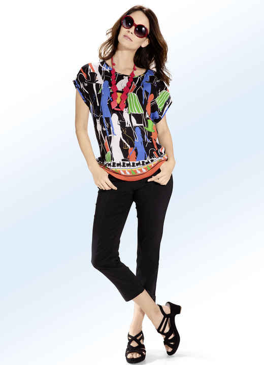 - Bunte Tunika mit Katzen-Motiv, in Größe 036 bis 052, in Farbe SCHWARZ-BUNT Ansicht 2