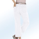 Hosen mit Knopf- und Reißverschluss - Jeans-Culotte in 5-Pocket-Form, in Größe 017 bis 050, in Farbe JEANSBLAU – Farbe WEISS – Ansicht 4