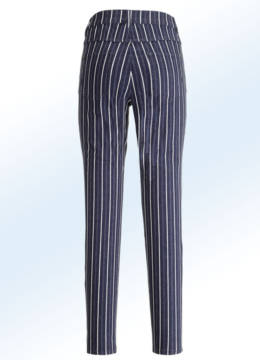 Hosen - Jeans in aparter Streifendessinierung Ansicht 2 Hosen - Jeans in aparter Streifendessinierung, in Größe 017 bis 050, in Farbe DUNKELBLAU-ECRU Ansicht 2