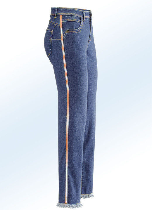- Jeans mit modischem Zierband, in Größe 017 bis 050, in Farbe JEANSBLAU-ECRU-ORANGE Ansicht 1